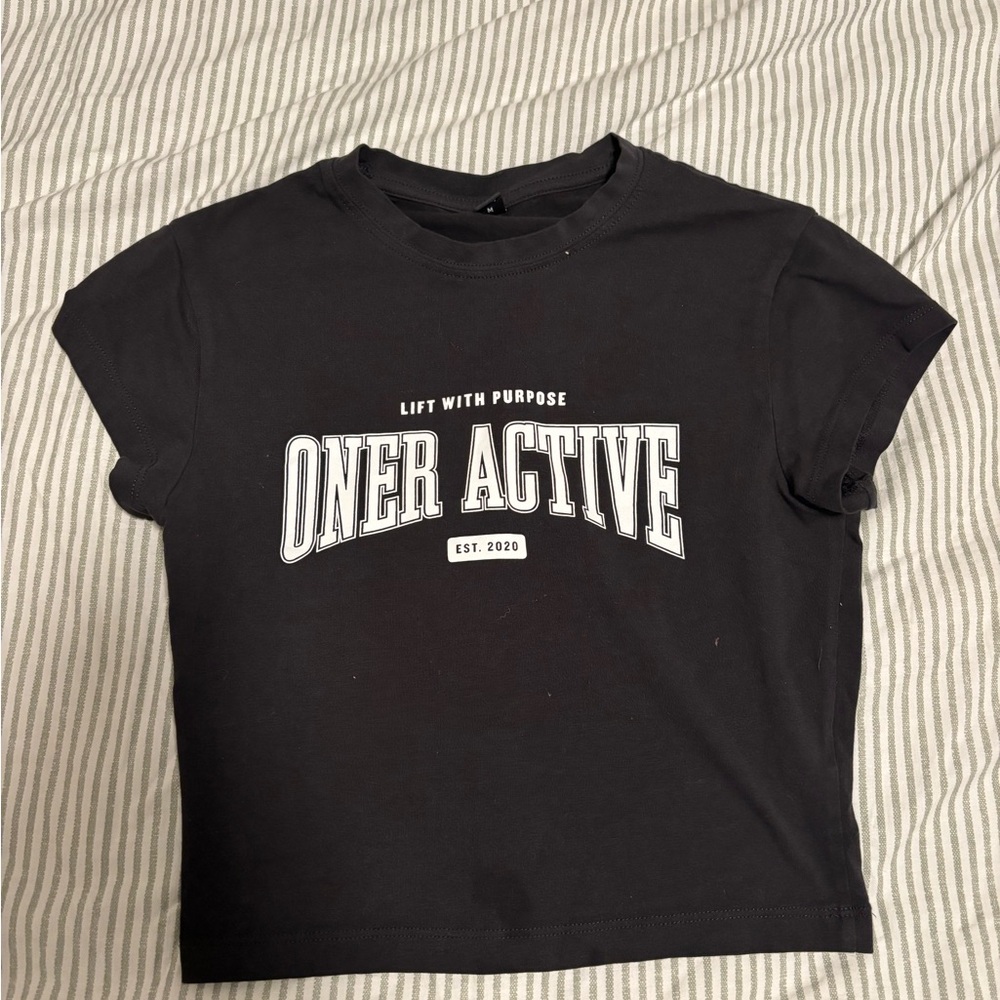 Oner Active Black Tee with White Logo